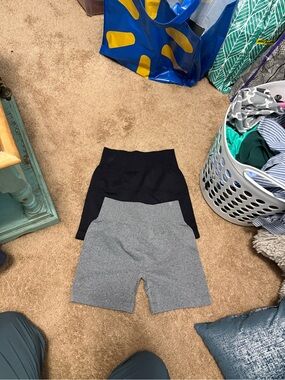 Women's High-Waist Active Bike Shorts - Black & Gray